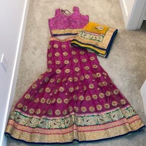 Contrast pink lehenga